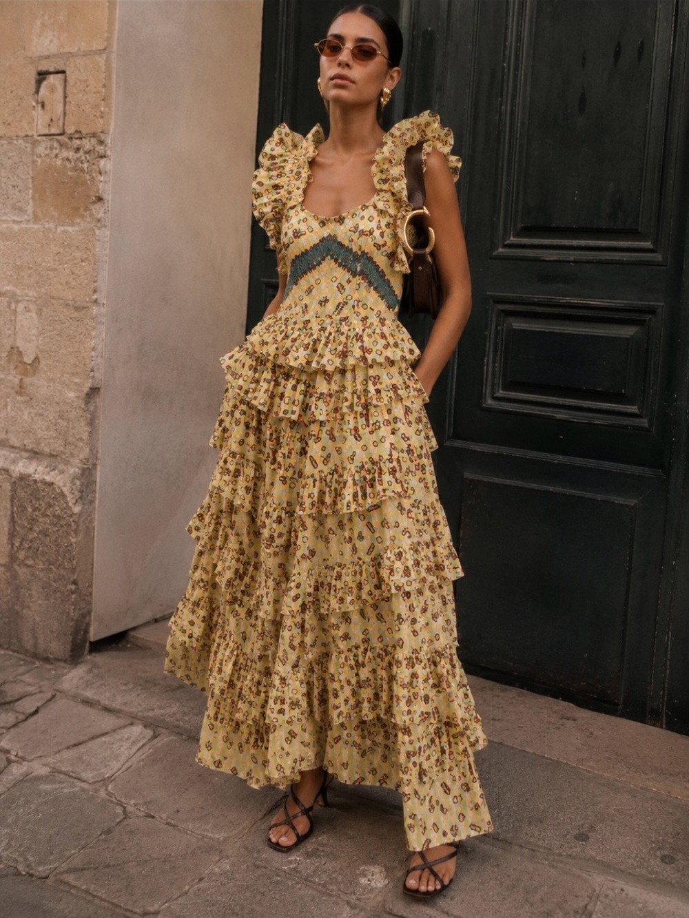 ULLA JOHNSON Nia Floral Ruffle Maxi Dress